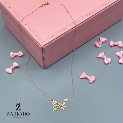 گردنبند زنجیری لیزرکات طرح پروانه اوریگامی 