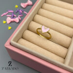 انگشتر طلا طرح قلب میناکاری صورتی کد R29