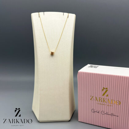 گردنبند زنجیری طرح مکعب رزگلد سایز کوچیک