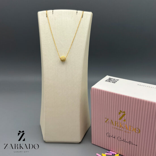 گردنبند زنجیری طرح گوی شنی زرد سایز بزرگ