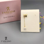 گوشواره میخی تک طلا طرح پروانه با آویز صدف کد E823