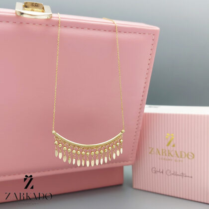 گردنبند زنجیری طلا طرح لبخند آویز گوی و بیضی