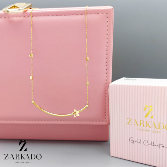 گردنبند زنجیری طلا طرح لبخند و ستاره نیمه خالی