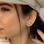 گوشواره میخی تک طلا طرح پروانه آویزدار کد E821