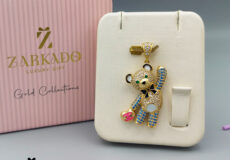 پلاک طلا طرح تدی نگین دار