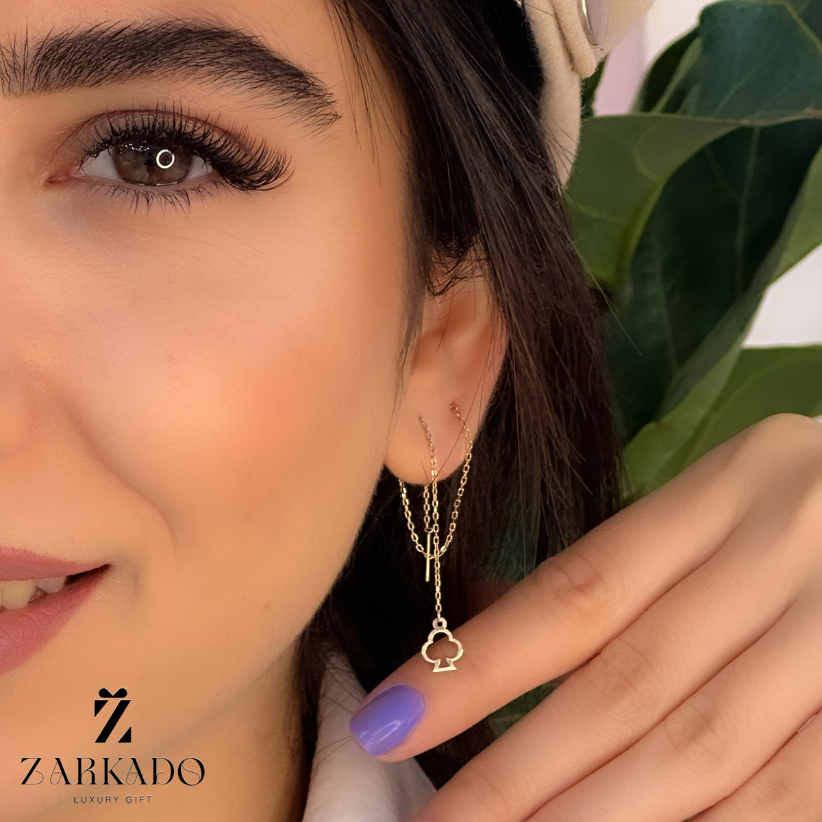 گوشواره طلا بخیه ای طرح گشنیز