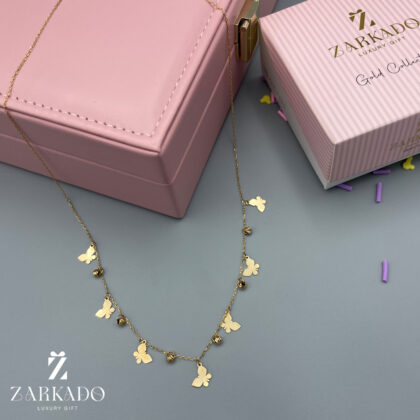 گردنبند طلا طرح پروانه و گوی