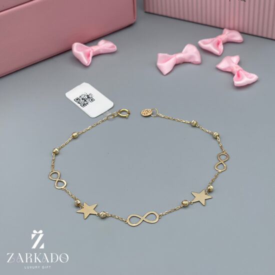 دستبند زنجیری طلا طرح ستاره و بی نهایت