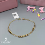 دستبند طلا کارتیه و زنجیر طرح سه تکه کد B32984