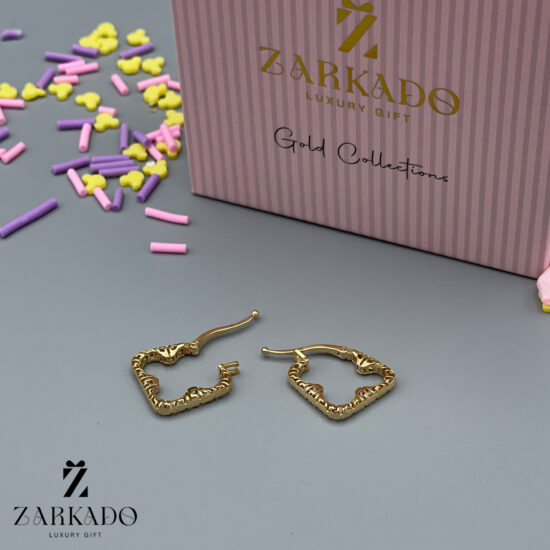 گوشواره طلا حلقه ای مربع حاشیه تو خالی