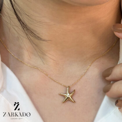 گردنبند زنجیری طرح ستاره دریایی سه بعدی