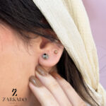 گوشواره میخی طلا طرح دایره هندسی کد E1411