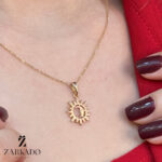 پلاک طلا طرح ماه و خورشید کد P6074