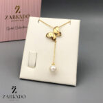 پلاک طلا طرح پروانه و مروارید آویز کد P2088