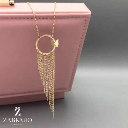 گردنبند طلا طرح پروانه و ابشار