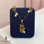 نیم ست طلا طرح پروانه و صدف کد NS2270