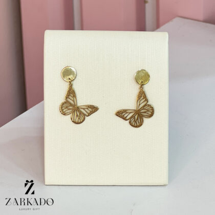 گوشواره میخی طلا طرح پروانه آویز