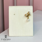 گوشواره میخی طلا تک لنگه پروانه و مروارید کد E2636