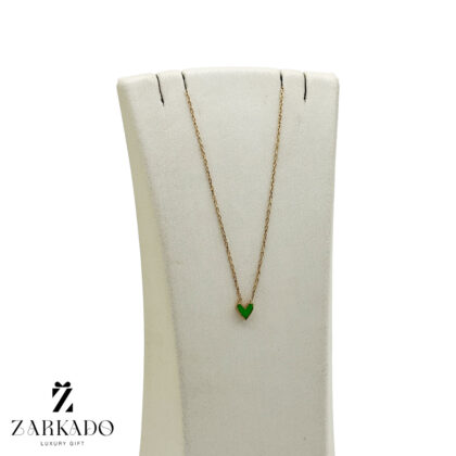 گردنبند طلا طرح قلب میناکاری سبز