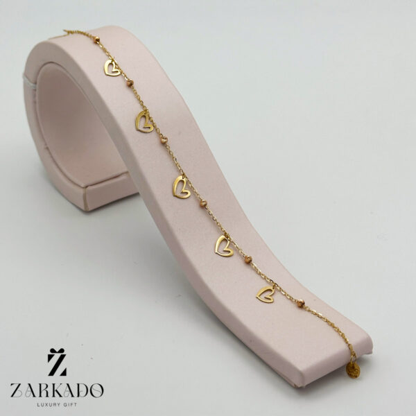 دستبند طلا طرح قلب حالت دار