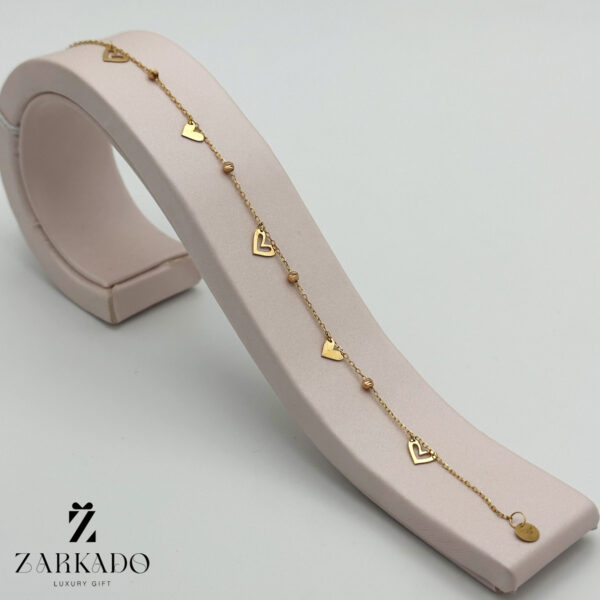 دستبند طلا قلب پر و توخالی