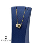 پلاک طلا نماد یونانی ماه تولد شهریور میناکاری سفید صدفی