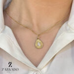 پلاک طلا طرح اشک نگین دار کد P3476