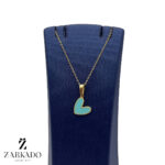 پلاک طلا قلب میناکاری آبی روشن کد P5766