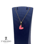 پلاک طلا قلب میناکاری صورتی کد P7962