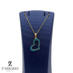 پلاک طلا قلب توخالی میناکاری آبی کد P3849