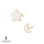 گوشواره میخی طلا ماه و ستاره کد E18049
