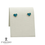 گوشواره میخی طلا طرح قلب آبی کد E2447