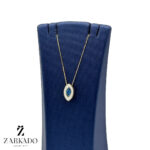 پلاک طلا طرح مارکیز نگین آبی کد P1779