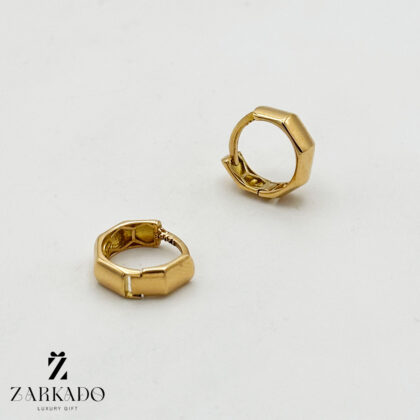 گوشواره کلیپسی طلا طرح مهره شش ضلعی