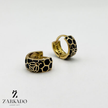 گوشواره کلیپسی طلا سیاه قلم طرح زنبور