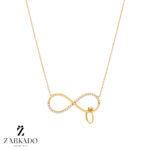 گردنبند طلا طرح بی نهایت نگین دار و حلقه کد N5660