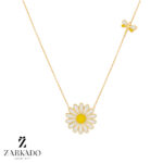 گردنبند طلا طرح گل بابونه و سنجاقک کد N5632