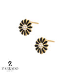 گوشواره میخی طلا گل بابونه مشکی کد E15090