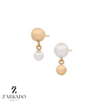 گوشواره میخی طلا لنگه به لنگه گوی و مروارید کد E5648