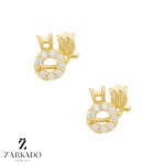 گوشواره میخی طلا گل رز و حلقه کد E5476