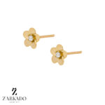 گوشواره میخی طلا گل تک نگین کد E23612