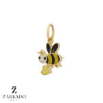 پلاک طلا طرح زنبور و قلب کد P6583