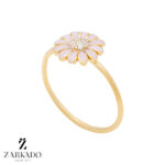 انگشتر طلا گل بابونه صورتی کد R5665