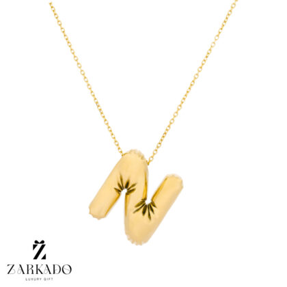 گردنبند طلا حرف انگلیسی N مدل بادکنکی