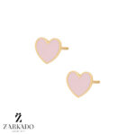 گوشواره میخی طلا قلب میناکاری صورتی کد E5612