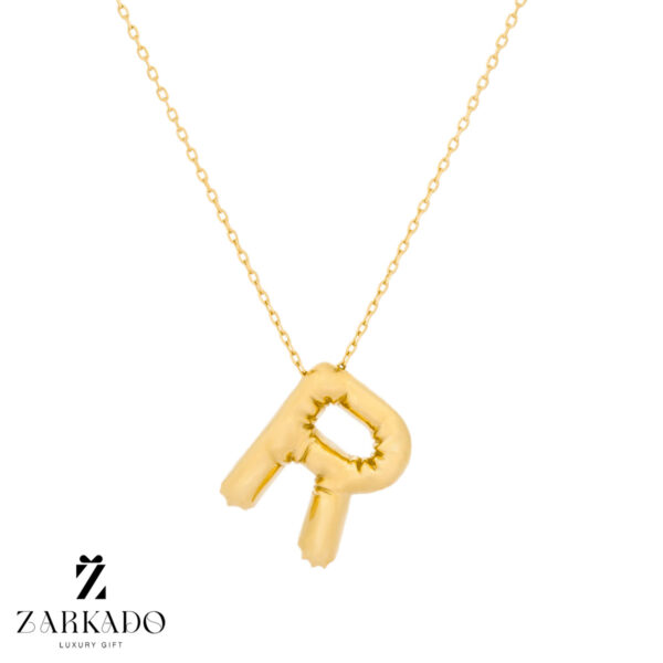 گردنبند طلا حرف انگلیسی R مدل بادکنکی