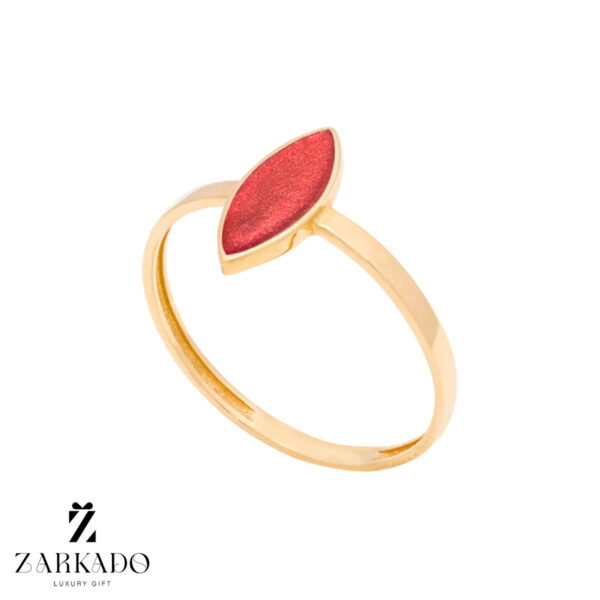 انگشتر طلا طرح مارکیز میناکاری قرمز