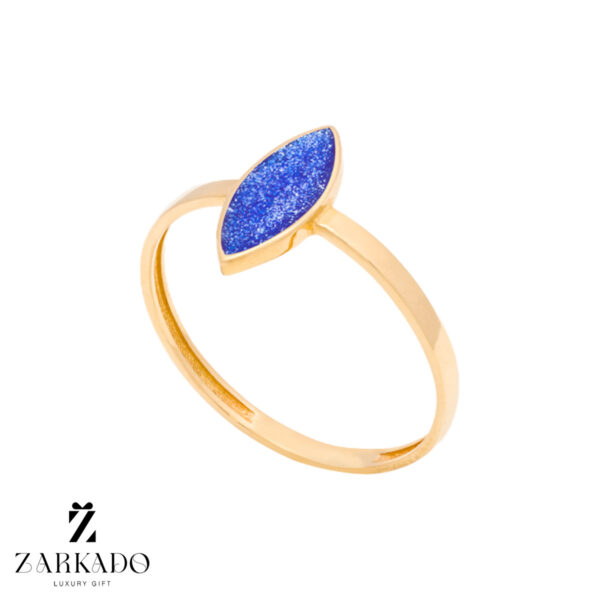 انگشتر طلا طرح مارکیز میناکاری آبی