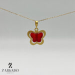 پلاک طلا پروانه کریستالی قرمز کد P5452