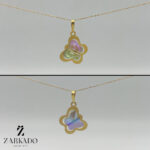 پلاک طلا پروانه کریستالی دورو هفت رنگ کد P5437